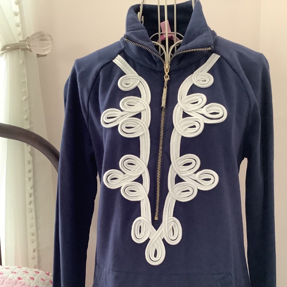 Lilly Pulitzer Navy Blue Popover with white Trim XS